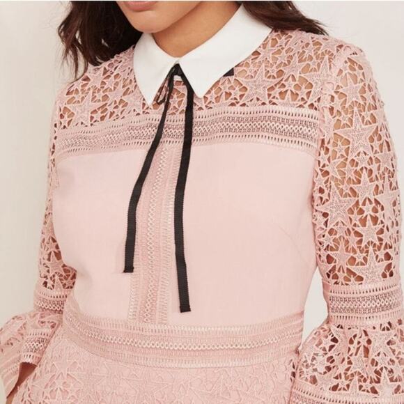 NWT Ted Baker Star Lace Ruffle Collared Dress Size 4 - Picture 2 of 7